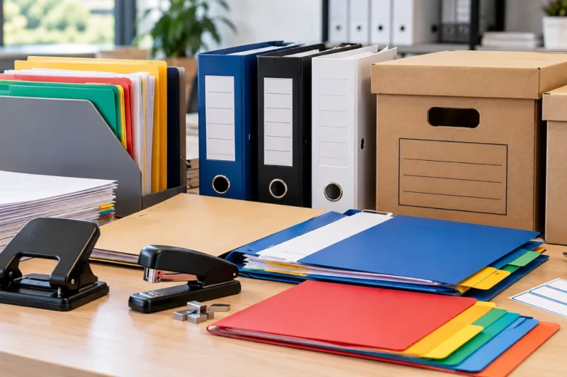 artículos de oficina para archivo